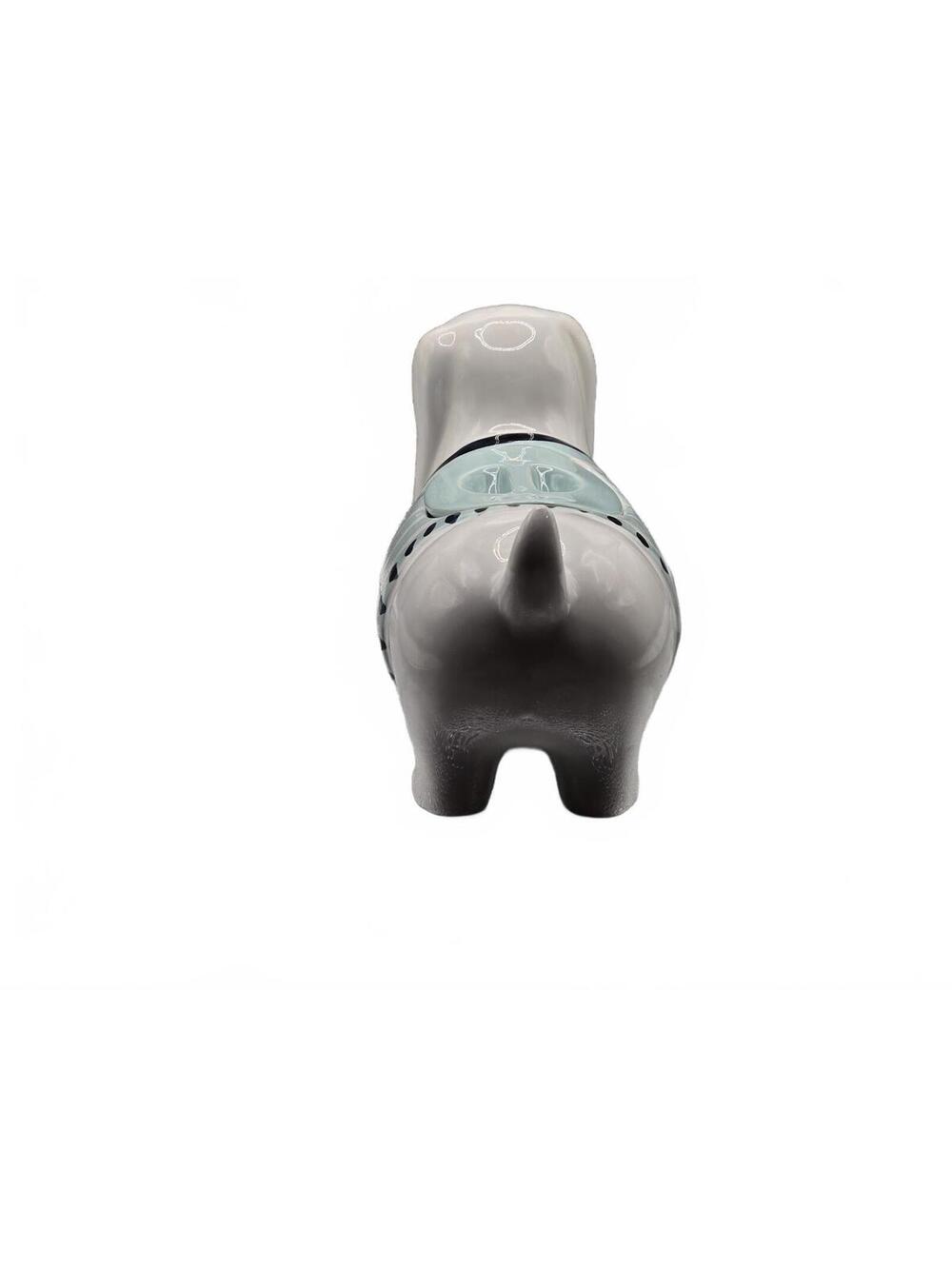 Dachshund Cookie Treat Jar Weiner Dog Threshold Teal Green Blue Striped EUC - Picture 4 of 7